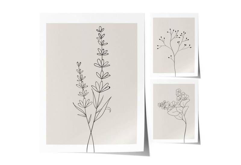 JUSTGOODMOOD Poster Premium ® Blumen Minimalistisch Poster · Geschenkidee · Handgezeichnet, B (1 St), verschiedene Größen wählbar von JUSTGOODMOOD