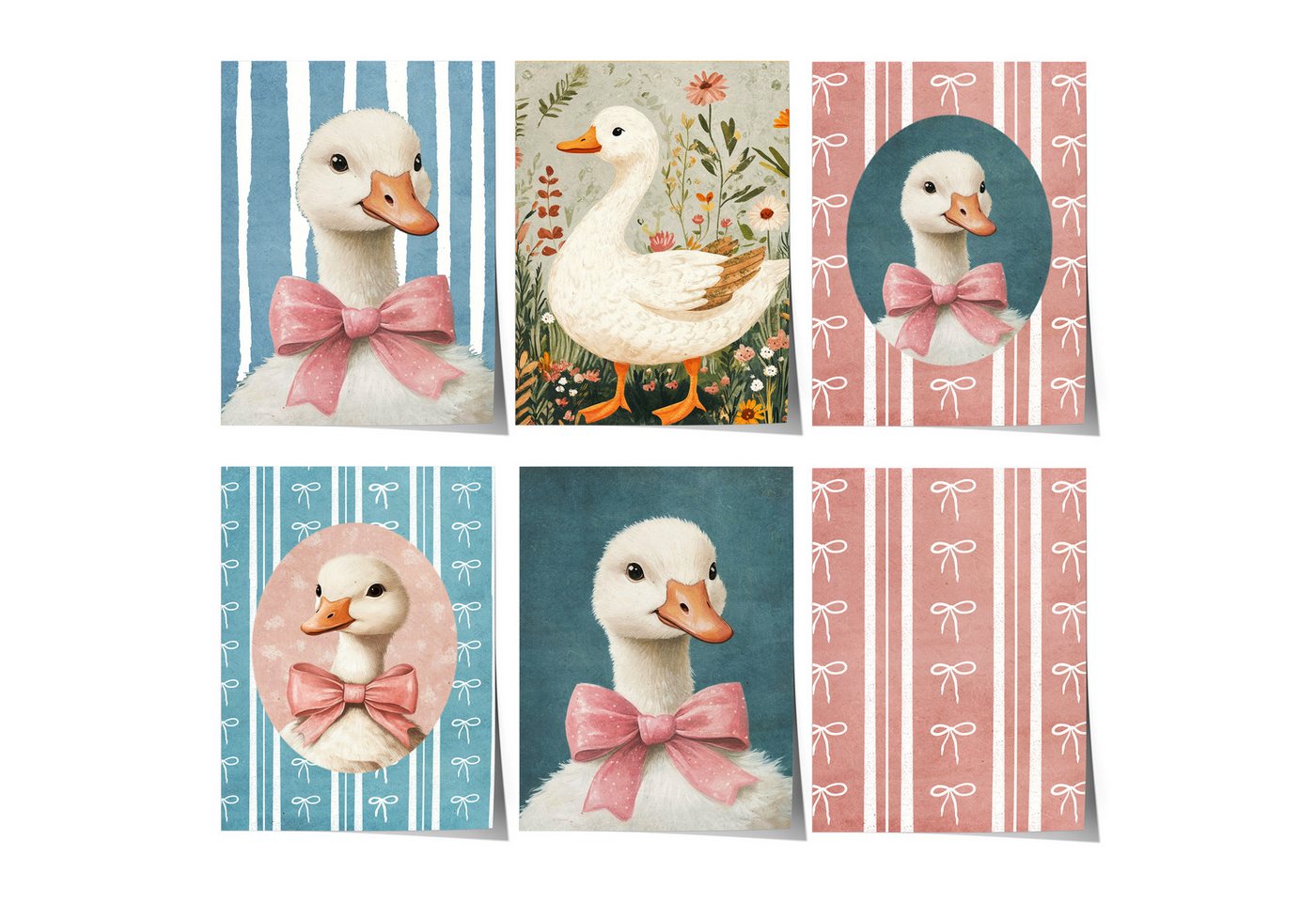 JUSTGOODMOOD Poster Gans mit Schleife Retro, A (1 St) von JUSTGOODMOOD