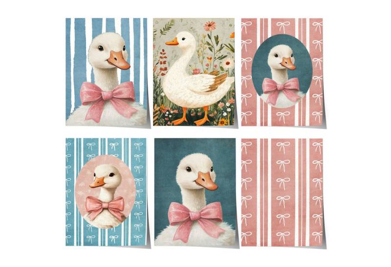 JUSTGOODMOOD Poster Gans mit Schleife Retro, A (1 St) von JUSTGOODMOOD