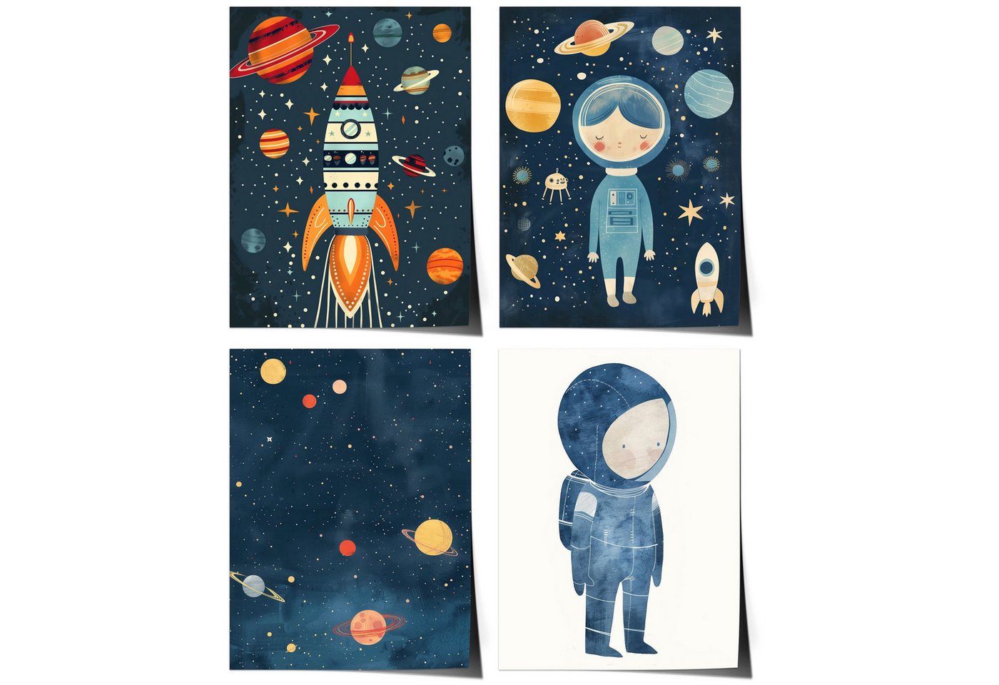 JUSTGOODMOOD Poster Kinderzimmer Premium ® Weltraum Astronaut Planeten Rakete Weltall Deko, D (1 St), verschiedene Größen wählbar von JUSTGOODMOOD