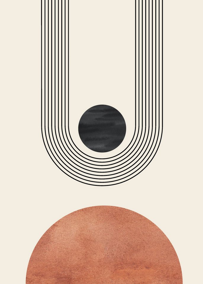 JUSTGOODMOOD Poster Mid Century Boho Stil Orange, B (1 St), verschiedene Größen wählbar von JUSTGOODMOOD