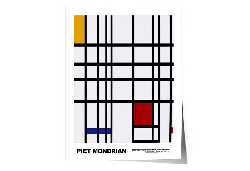JUSTGOODMOOD Poster Piet Mondrian · Komposition mit Rot, Blau und Gelb, (1 St), verschiedene Größen wählbar von JUSTGOODMOOD