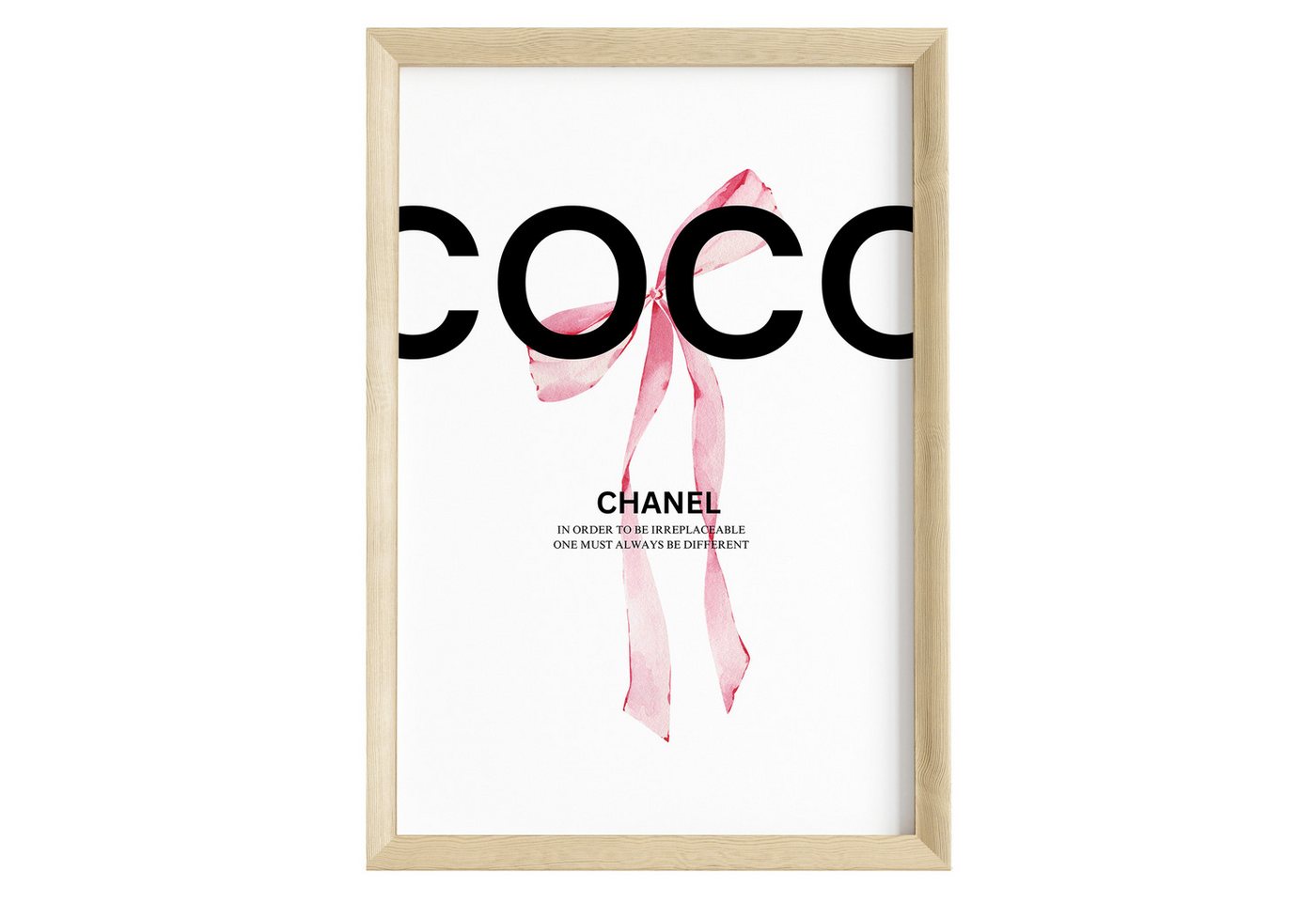 JUSTGOODMOOD Poster Premium ® Coco Chanel Zitat Poster · Rosa Schleife · ohne Rahmen, verschiedene Größen wählbar von JUSTGOODMOOD