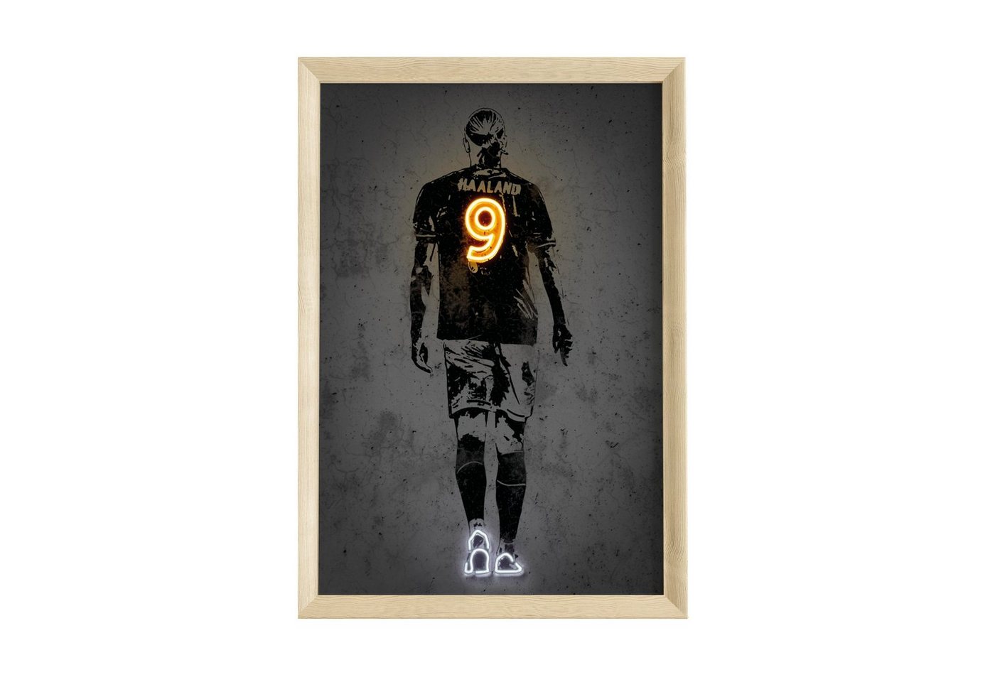 JUSTGOODMOOD Poster Premium ® Erling Haaland Fußball Poster · Neon Effekt · ohne Rahmen von JUSTGOODMOOD