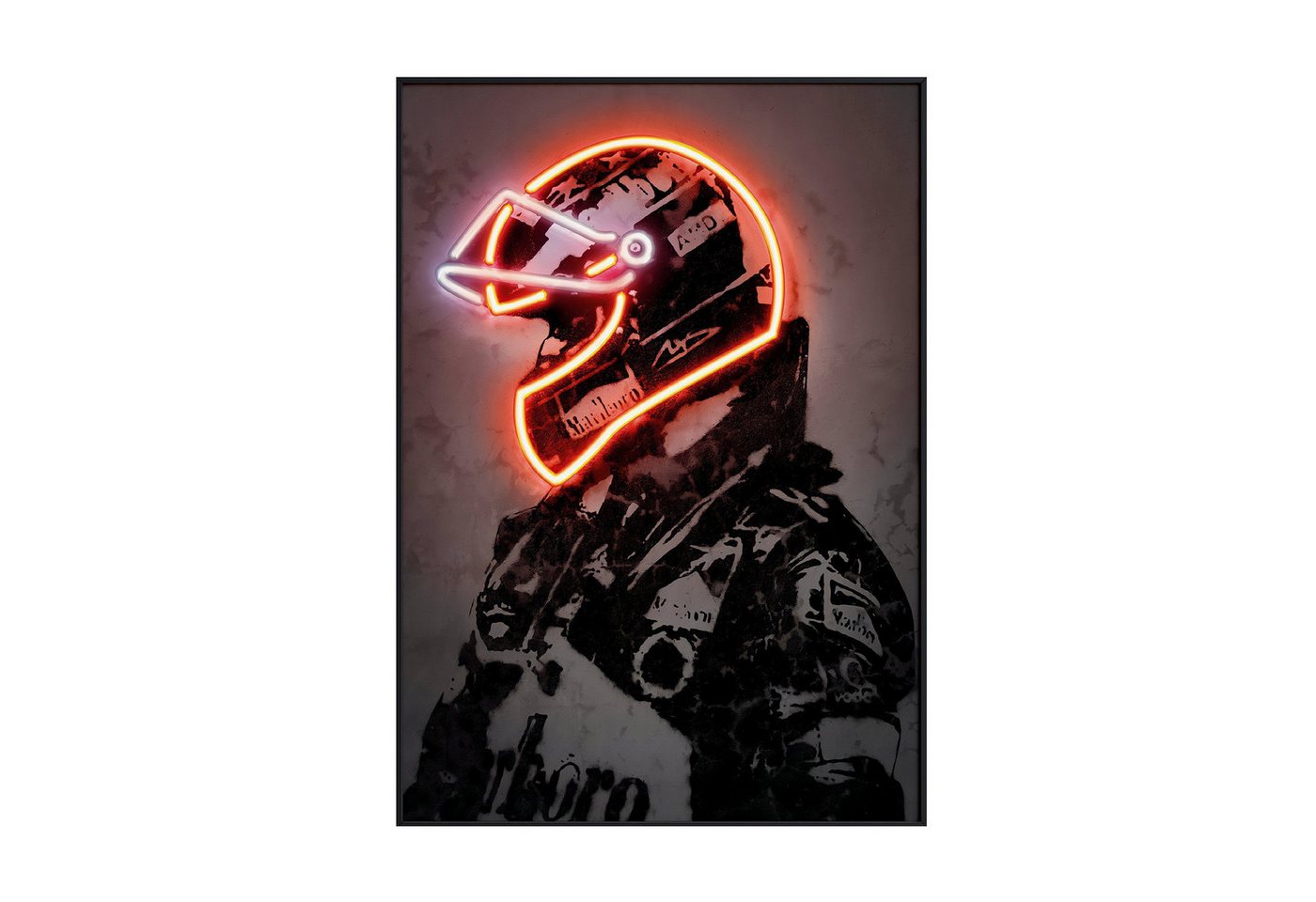 JUSTGOODMOOD Poster Premium ® Formel 1 Rennfahrer Rot Neon Helm Poster · ohne Rahmen von JUSTGOODMOOD