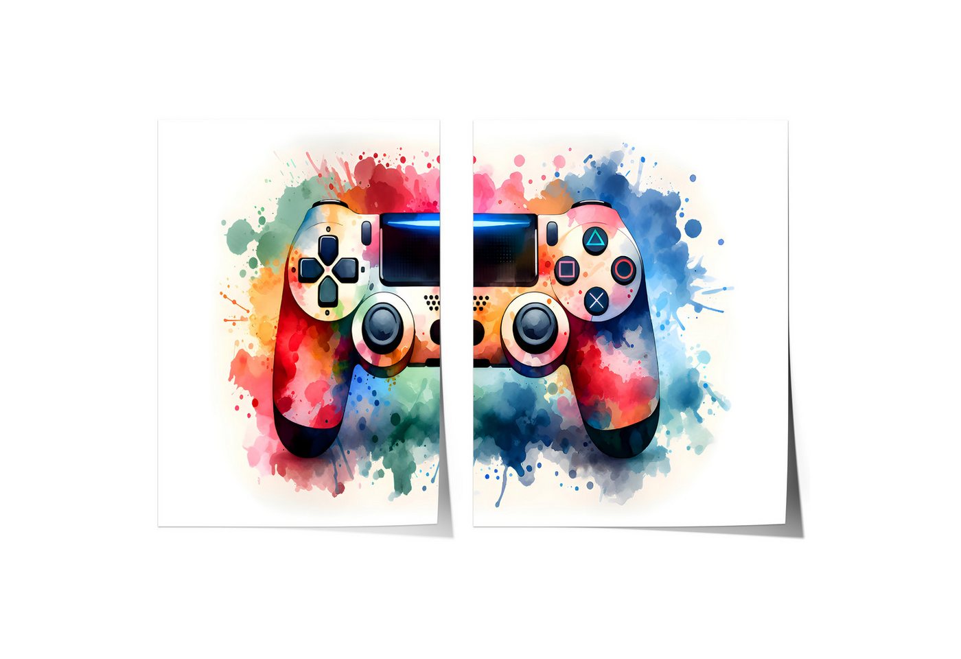 JUSTGOODMOOD Poster Premium ® Gamer Controller Poster 2er Set · Gamer Wandkunst, (1 St), verschiedene Größen wählbar von JUSTGOODMOOD