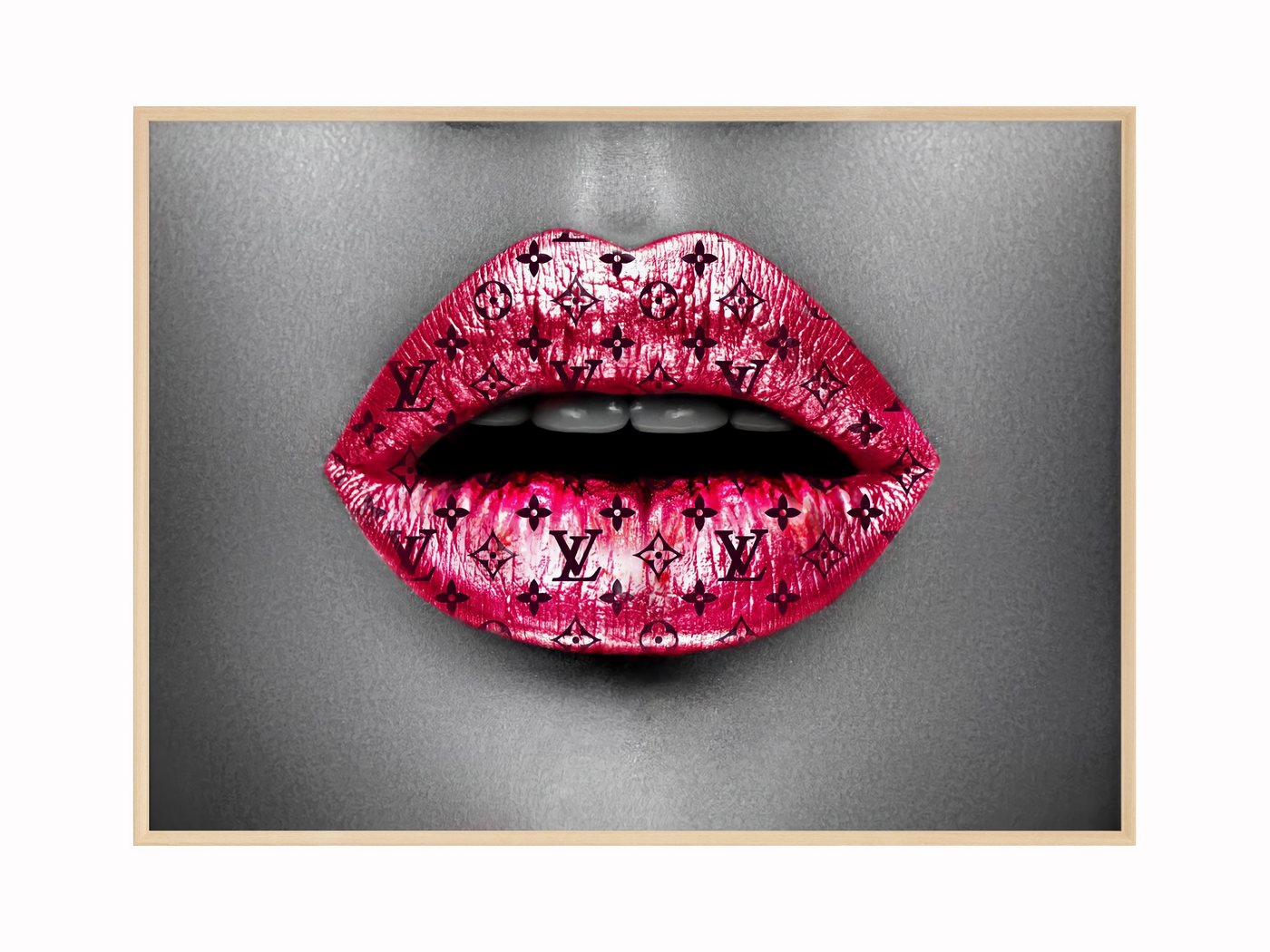 JUSTGOODMOOD Poster Premium ® Louis Vuitton Poster · Lippen · ohne Rahmen, (1 St), Poster in verschiedenen Größen verfügbar, Poster, Wandbild von JUSTGOODMOOD