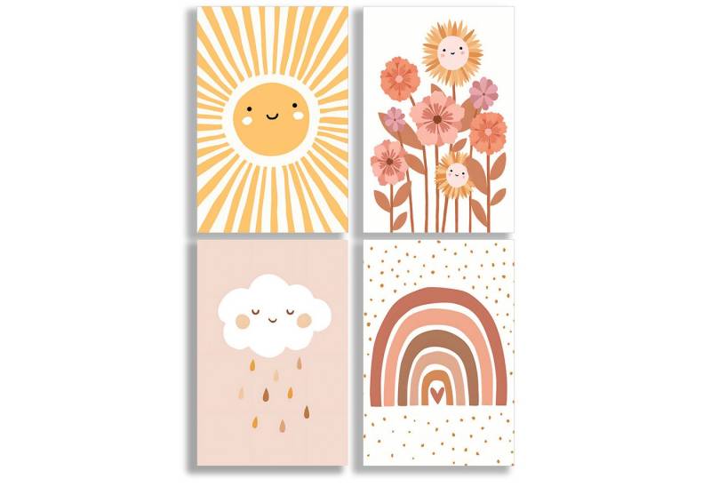 JUSTGOODMOOD Poster Premium ® Sonne Blumen Regenbogen Sonne Kinderzimmer, Regenbogen (1 St), verschiedene Größen verfügbar von JUSTGOODMOOD