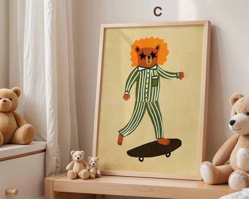 JUSTGOODMOOD Poster Skateboard Waldtiere Kinderzimmer · Geschenkidee, C (1 St), verschiedene Größen wählbar von JUSTGOODMOOD