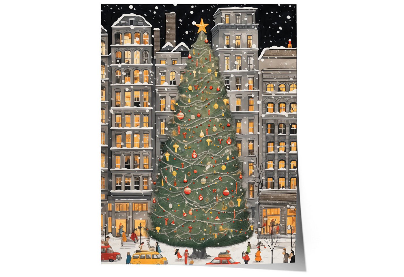 JUSTGOODMOOD Poster Weihnachtsbaum New York Poster · Manhattan Soho Greenwich Village, (1 St), verschiedene Größen wählbar von JUSTGOODMOOD