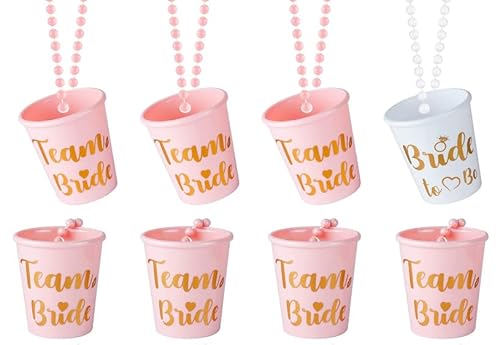 JUSTOTRY 8 Stück Bride to Be Glas für Junggesellenabschied Frauen- 1Weiß Braut und 7Rosa Team Bride für Bachelorette Party Accessories und JGA Frauen Dekoration von JUSTOTRY