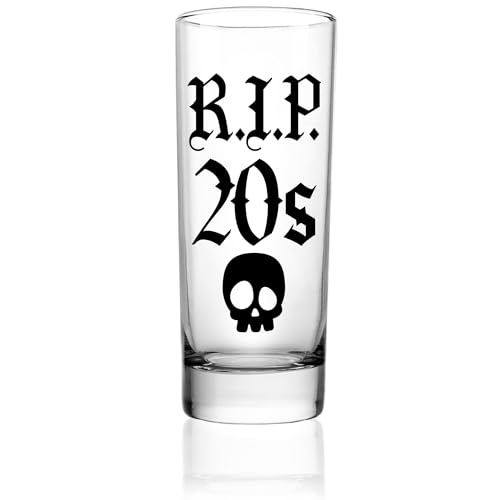 JUSTOTRY Schnapsglas zum 30. Geburtstag – RIP 20er Jahre Geburtstagsgeschenke für sie, 57 ml, beste 21 Geburtstagsdekorationen, Geschenke Ieda für Frauen, 21 Dekorationen (schwarz) von JUSTOTRY