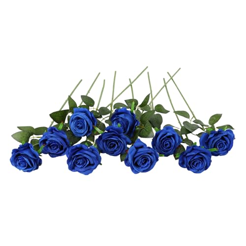 JUSTOYOU 10 Pack Seide Künstliche Rose Blumen Brautstrauss Blumen (Blau) von JUSTOYOU
