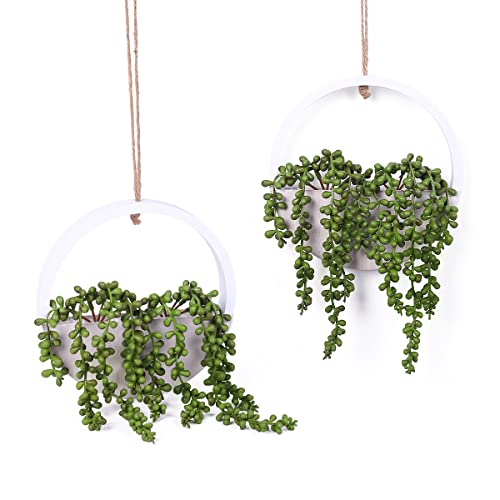 JUSTOYOU 2PC Künstliche Sukkulente Hängende Perlenkette Pflanze Gefälschte Liebestränen Korb Pflanze für Indoor Outdoor Hochzeit Hausgarten Wanddekoration von JUSTOYOU