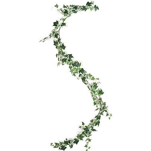 JUSTOYOU 6,2ft Ivy Leaves Garland Künstliche PflanzenEnglish Ivy Wedding Garland Hängende Laub Vine Plants für Home Wall Dekor (Weißer Efeu) von JUSTOYOU
