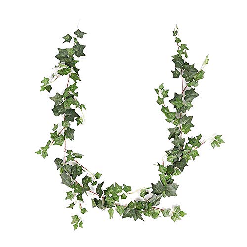 JUSTOYOU Efeu hinterlässt künstliche Girlandenpflanzen, 6,2 Fuß englische Efeu-Hochzeitsgirlande Hängende Laubpflanzen für Wohnwanddekor (grüner Efeu) von JUSTOYOU