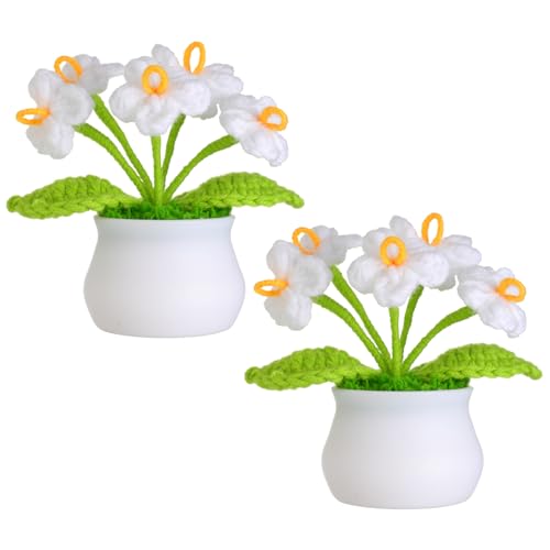 JUSTOYOU künstliche Blume häkeln Blumen Topf Pflanze, Mini gestrickte Blumentopf, kleine handgefertigte Häkelblume für Home Office Tischdekoration, Geschenk für ihre Valentinstag (2, weiße Blume) JUSTOYOU künstliche Blume häkeln Blumen Topf Pflanze, Mini gestrickte Blumentopf, kleine handgefertigte Häkelblume für Home Office Tischdekoration, Geschenk für ihre Valentinstag (2, weiße Blume) von JUSTOYOU