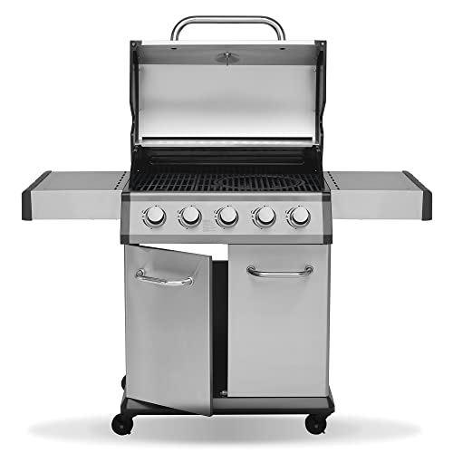 JUSTUS 5-Brenner Gasgrill Geras Grillwagen mit Edelstahl-Brenner – Grill mit Seitentischen und Guss-Grillrost, Piezozündung, 141 x 57 x 112 cm, Schwarz von JUSTUS