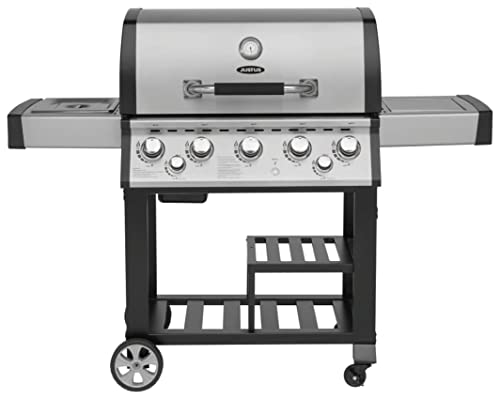 JUSTUS Gasgrill Mars, 5 Hauptbrenner, 1 Seitenbrenner, 3,5 kW – Grill mit Infrarot-Backburner, Ablageflächen, Guss-Grillrost, 158 x 62 x 122 cm, Edelstahl von JUSTUS