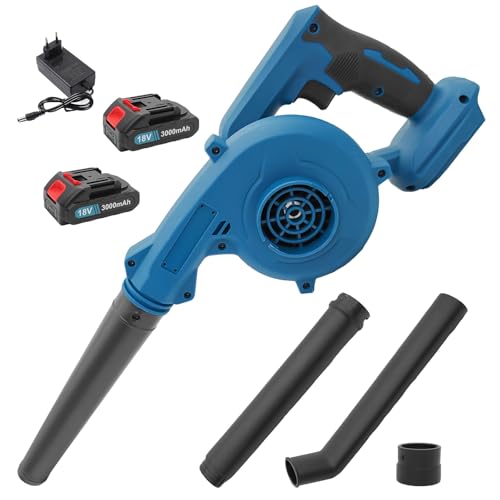 Akku-Laubbläser für Makita 18V, Akku-Gebläse, Luftmenge 2,6m³/min, 2-in-1 Elektrischer Laubsauger/-bläser, Verbesserter Größerer Lufteinlass, Zum Laubblasen, Saugen und Laubblasen, Mit 2 Akkus von JUTOSGSKW