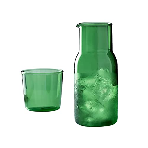 JUULUK Nachttisch-Wasserkaraffe und Glas-Set, 480 ml, Mundspülbecher, Glaskaraffe mit Deckel, Glas, Milchkännchen, transparente Wasserbecher für Nachttisch, Nachttisch, Badezimmer, Geschenk (500 ml) von JUULUK