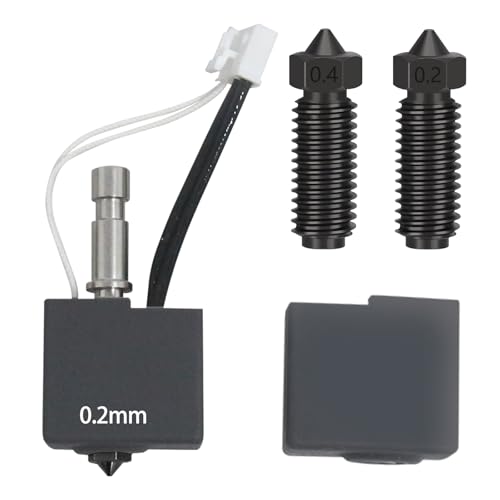 3D Printer Kobra S1 Extruder 200K Hotend Kit (Pre-installed 0.2mm Hardened Steel Nozzle) Kobra S1 Combination Print Head Parts, Set includes 2 Hardened Steel Nozzles (0.2mm/0.4mm) and 1 Silicone Sock von JUUPINE