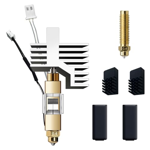 For Elegoo Centauri Carbon Hotend kit, pre-Installed 0.4mm Hardened steel brass nozzle, Heat Sink Installed, with 1 PC 0.4mm Hardened steel brass nozzle & 2 PC Silicone Sock & 2 PC Nozzle Wipe von JUUPINE
