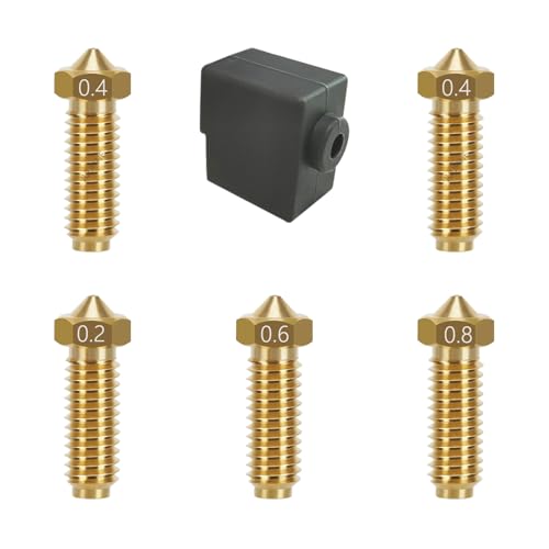 JUUPINE Für das Hot-End-Kit für 3D Druckers der Kobra3/Kobra S1 Combo, mit Silikonsocken und Messingdüsen (1 Stück 0,2 mm + 2 Stück 0,4 mm + 1 Stück 0,6 mm + 1 Stück 0,8 mm) NZ von JUUPINE