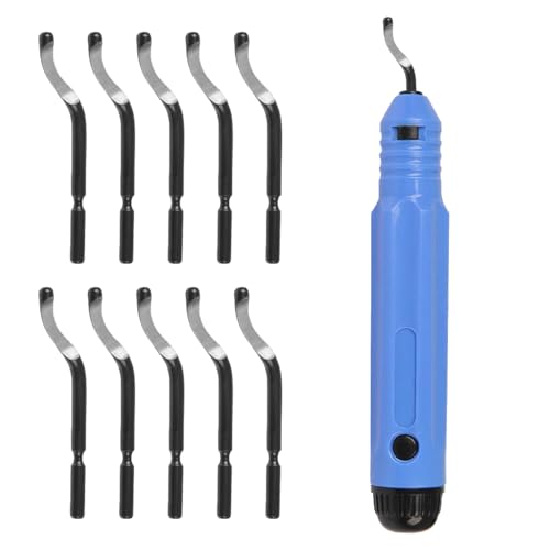 JUUPINE manual deburrer (with 10 replacement blades) with 360° rotating blade head, suitable for wood, clay, plastic (can be used for 3D printing), metal, stainless steel von JUUPINE