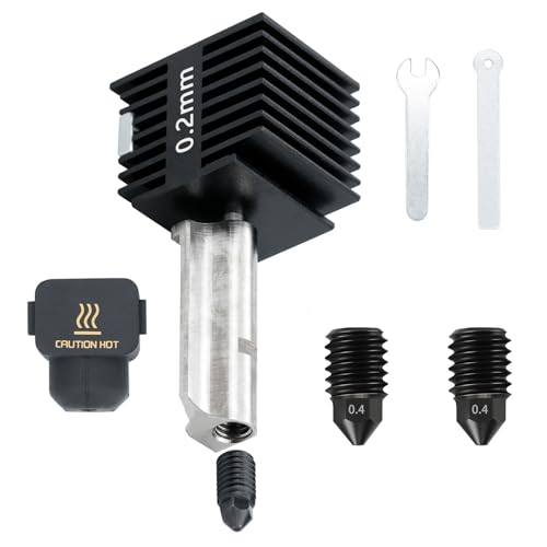 Upgraded print head For Bambu lab A1/A1 mini High temperature resistant 0.2mm hardened steel nozzle Extruder hot end kit, including 1 silicone sock and 2 replaceable hardened steel 0.4mm nozzles von JUUPINE
