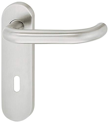 Design Drückergarnitur Edelstahl Türbeschlag Türgriff Kurzschild für Zimmertüren - LDH 2170 | BB - Buntbart | Türklinke Edelstahl matt | 1 Set - Türdrücker-Garnitur 72 mm mit Befestigungsmaterial Design Drückergarnitur Edelstahl Türbeschlag Türgriff Kurzschild für Zimmertüren - LDH 2170 | BB - Buntbart | Türklinke Edelstahl matt | 1 Set - Türdrücker-Garnitur 72 mm mit Befestigungsmaterial von JUVA