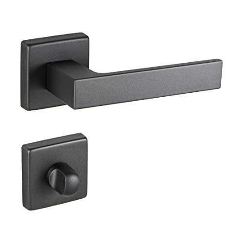 JUVA Drückergarnitur Aluminium Türbeschlag ANTHRAZIT Türgriff Zimmertür | WC - Badezimmer | Drückerpaar mit Tür-Rosetten | PUSH 1317 | 1 Set - Design Türgarnitur eckig mit Befestigungsmaterial JUVA Drückergarnitur Aluminium Türbeschlag ANTHRAZIT Türgriff Zimmertür | WC - Badezimmer | Drückerpaar mit Tür-Rosetten | PUSH 1317 | 1 Set - Design Türgarnitur eckig mit Befestigungsmaterial von JUVA