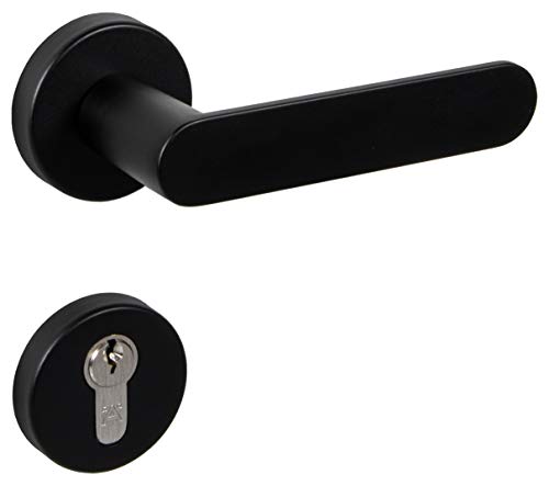 JUVA Drückergarnitur schwarz Türbeschlag Vintage Türgriff Zimmertür - SHAPE | Rosetten-Garnitur PZ - Zylinder | Drückerpaar Aluminium für Innentüren | 1 Paar - Design Türdrücker-Garnitur mit Schrauben JUVA Drückergarnitur schwarz Türbeschlag Vintage Türgriff Zimmertür - SHAPE | Rosetten-Garnitur PZ - Zylinder | Drückerpaar Aluminium für Innentüren | 1 Paar - Design Türdrücker-Garnitur mit Schrauben von JUVA