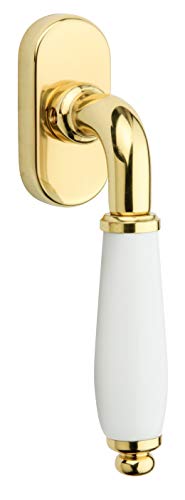 JUVA Fenstergriff Messing - Porzellan weiß Rasterolive Gold Fensterolive | Fenstergriff Antik Vintage Fenster | MARINA 108 | 1 Design Griff für Fenster mit Schrauben - Fenstergriffe Abschliessbar JUVA Fenstergriff Messing - Porzellan weiß Rasterolive Gold Fensterolive | Fenstergriff Antik Vintage Fenster | MARINA 108 | 1 Design Griff für Fenster mit Schrauben - Fenstergriffe Abschliessbar von JUVA