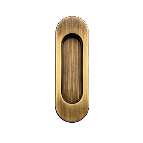 JUVA Moderner Muschelgriff Schiebetür Einlassgriff OVAL Schiebetürgriff Messing Bronze brüniert - TRION-R 3663 | 125 x 40 mm | 1 Stück - Design Schubladengriff Antik im Landhaus-Stil mit Schrauben von JUVA