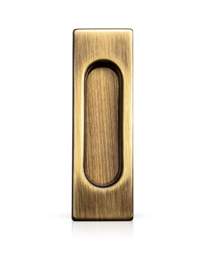 JUVA Schiebetür Griff aus Metall [VERSENKT] Griffmuschel Schiebetür Messing Bronze brüniert beschichtet I Muschelgriff eckig 125x40mm I Möbelgriff zum Einlassen I Griffmulde Schiebetür Griffmuschel von JUVA