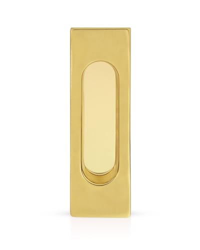 JUVA Schiebetür Griff aus Metall [VERSENKT] Griffmuschel Schiebetür Messing poliert beschichtet I Muschelgriff eckig 125x40 mm I Möbelgriff zum Einlassen I Griffmulde Schiebetür Griffmuschel von JUVA