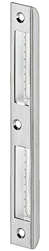 JUVA Winkel-Schließblech Chrom silber matt Einlass-Schließblech für gefälzte Zimmertüren | Renovierung für Zargen aus Holz & für gefälzte Türen | 1 Stück - Metall Tür-Anschlag für Innentüren von JUVA