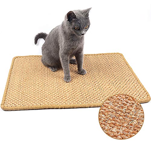 JUVEL Katzenkratzmatte, natürliches Sisal-Seil-Kratzpad für Katzenschleifklauen und zum Schutz von Teppichteppichmöbeln, langlebiges rutschfestes Bodenkatzenspiel-Schlafkratzspielzeug (M : 40×60cm) von JUVEL