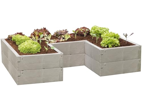 JUWEL Hochbeet Timber ErgoLine (Hochbeet in U Form, ermöglicht eine ergonomische Arbeitsweise, zahlreiche Aufbauvarianten, Maße: 185x125 cm Höhe 40 cm) 20479 von JUWEL
