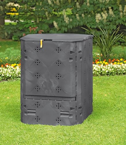 JUWEL Komposter Bio 600 Anthrazitgrau (Nutzinhalt 600 l, für Garten- und Küchenabfälle, Gartenkomposter mit Deckel-Windsicherung, UV- /witterungsbeständig, Limited Edition) 20166 von JUWEL