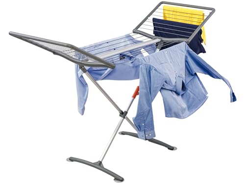 JUWEL Premium Standtrockner FASHIONDRY Plus (Maße geschlossen: ca. 122 × 57 × 13,5 cm, windfest, Kippsicherheit, platzsparend, Hochleistungsmagnete in den Füßen) 40124 von JUWEL