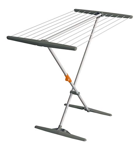JUWEL Superdry Basic Wäscheständer (mit Wäscheleinen, Trockenlänge 11 m, Farbe grau, Aluminium, für Bad + Balkon) 40805 von JUWEL