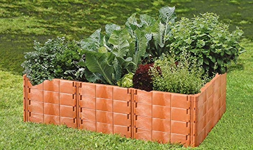 JUWEL Hochbeet Profiline Größe 2 (40 Bausteine in Terracotta, Gemüsebeet Füllinhalt 1000 l, Größe 190x121 cm, Höhe 52 cm, Pflanzenbeet mit Stabilisierungs-Set) 20290, 93 x 70 x 26 cm von JUWEL