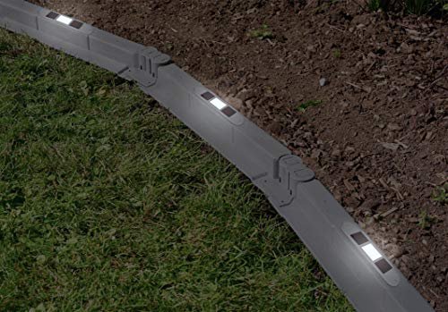 JUWEL LED Beleuchtung für Gartenbausteine (Gartenbeleuchtung für alle Universal-/Rasenkantensteine, Licht warm-weiß, Leuchte mit Akku, Dämmerungssensor, mit Edelstahlgehäuse) 20105 von JUWEL