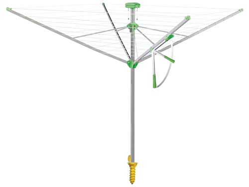 Juwel Wäschespinne Novaplus 600 Lift (für 5-6 Wäscheladungen, Wäscheschirm mit Schutzhülle und Eindreh-Bodenhülse, Einhand-Automatik, stufenlose Höhenverstellung) 30091, Silber von JUWEL