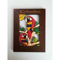 Wunderschöne Wanddekoration Aus Kolumbien Mit Papageien Zum Hängen von JUWELUNDCHARME