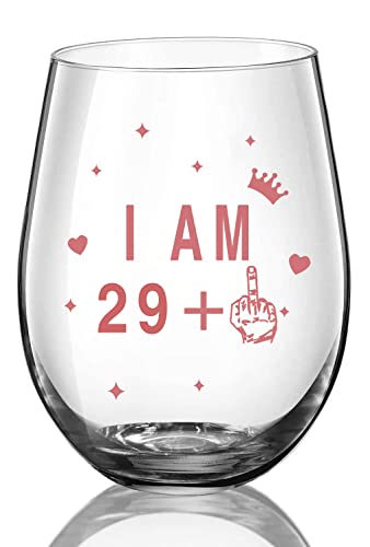 JUWNMANT Stielloses Weinglas 30. Geburtstag Weinglas Geschenk Jubiläumsglas Männer und Frauen 30. Geburtstag Party Hochzeitstag Dekoration, 17oz(I AM 29+1) von JUWNMANT