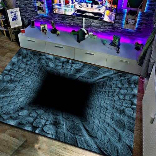 JUXDZISHW 3D Illusion Teppich Optischer TäUschung Bodenmatte Stereoskopischer Wirbel Muster Wohnzimmer rutschfest Fußmatten Vielseitige Wohnaccessoires,A,50 * 80cm von JUXDZISHW