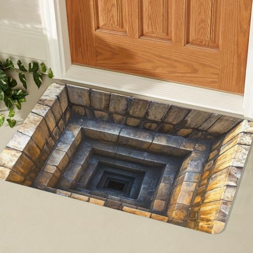 JUXDZISHW 3D Illusion Teppich Optischer TäUschung Bodenmatte Stereoskopischer Wirbel Muster Wohnzimmer rutschfest Fußmatten Vielseitige Wohnaccessoires,T,40 * 60cm von JUXDZISHW
